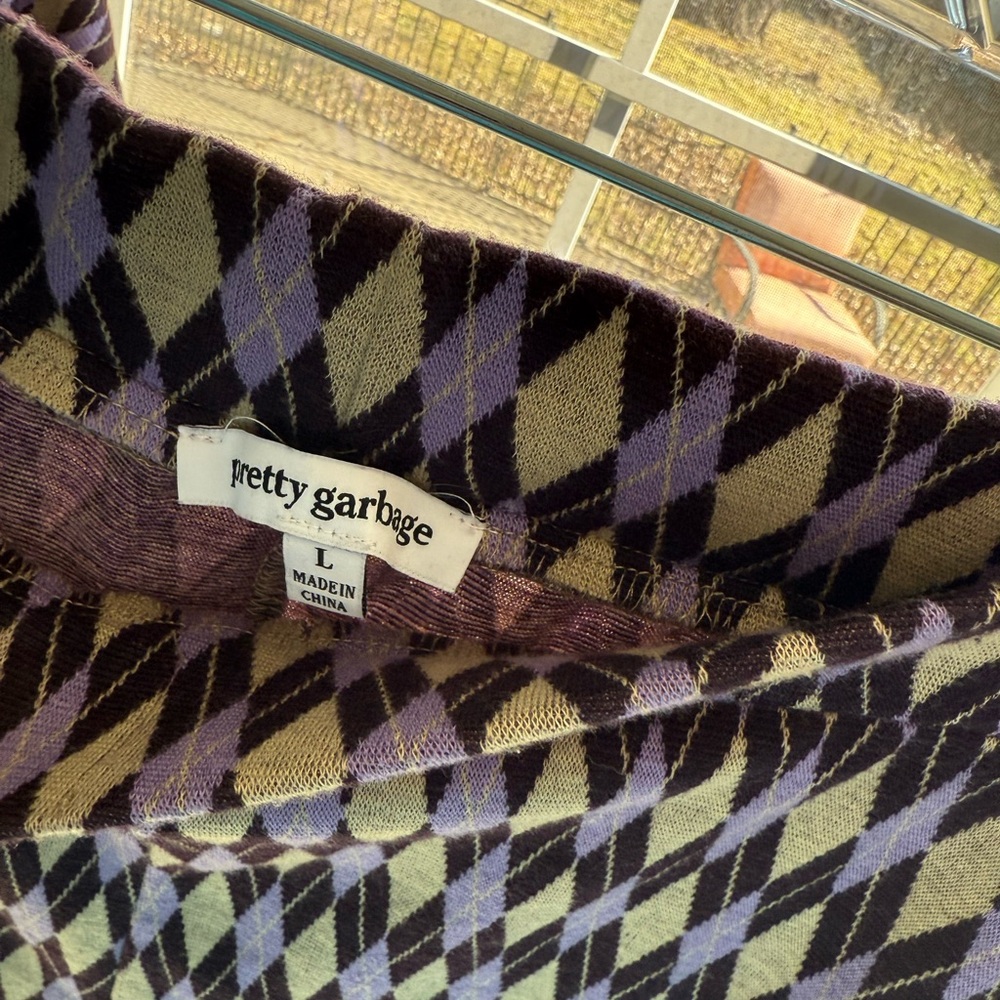 Pretty Garbage Checked Type Pattern Purple And Br… - image 3